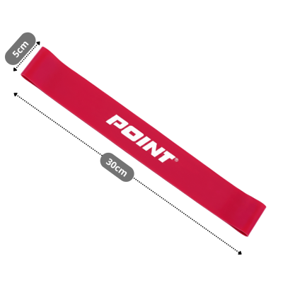 Pojedyncza czerwona taśma oporowa Point Active o długości 30 cm do treningu nóg